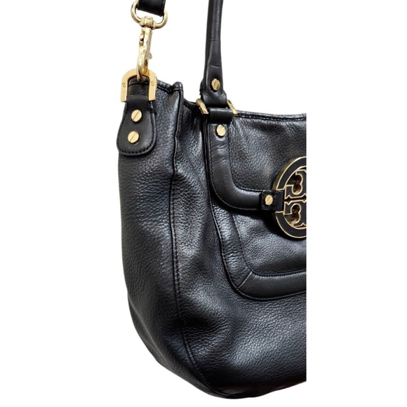 TORY BURCH AMANDA COGNAC PEBBLED LEATHER CROSSBODY HOBO TOTE BAG PURSE - Picture 8 of 16